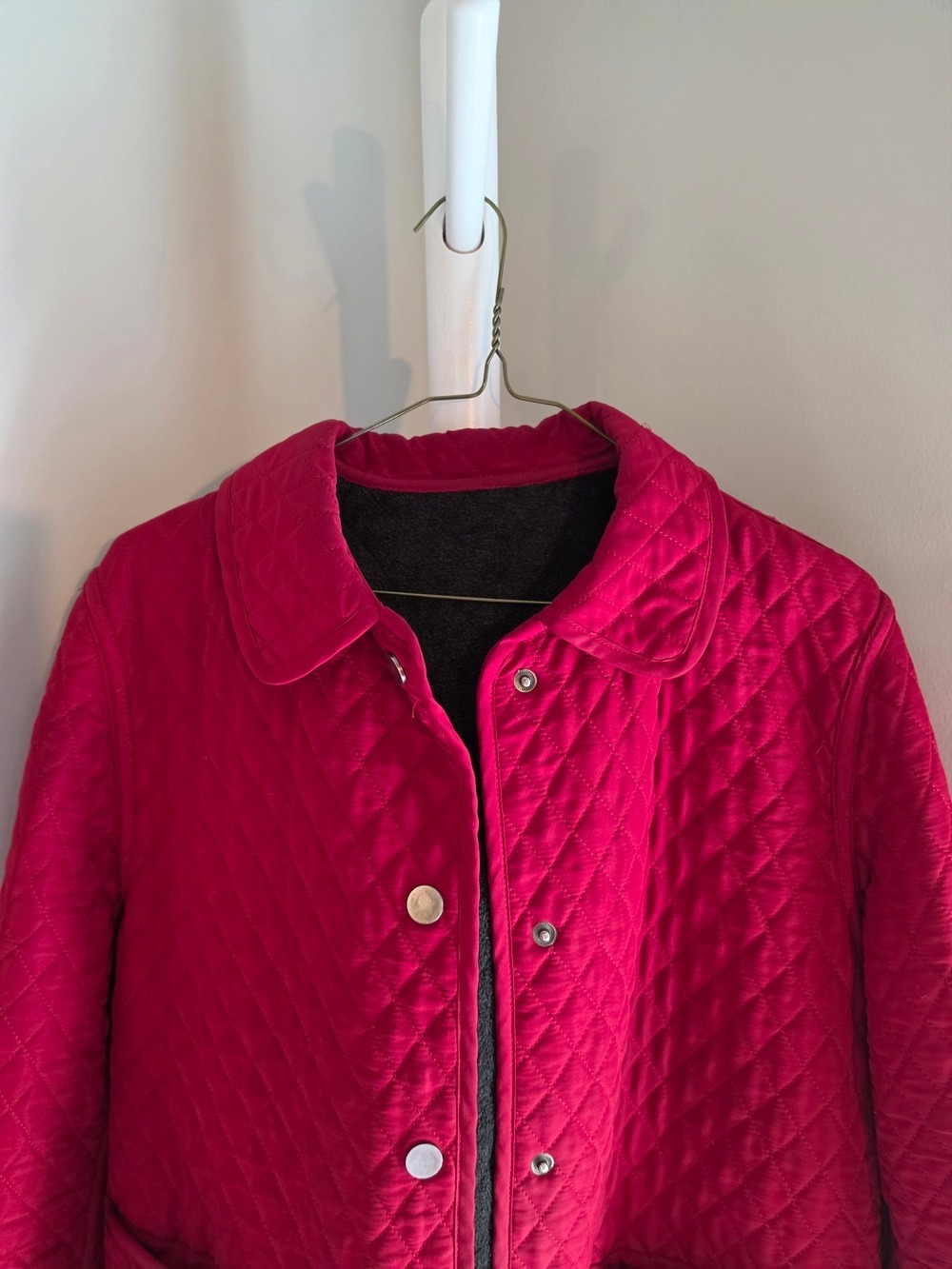 London Fog Quilted Red Button-Front Jacket S/M - Picture 2 of 8